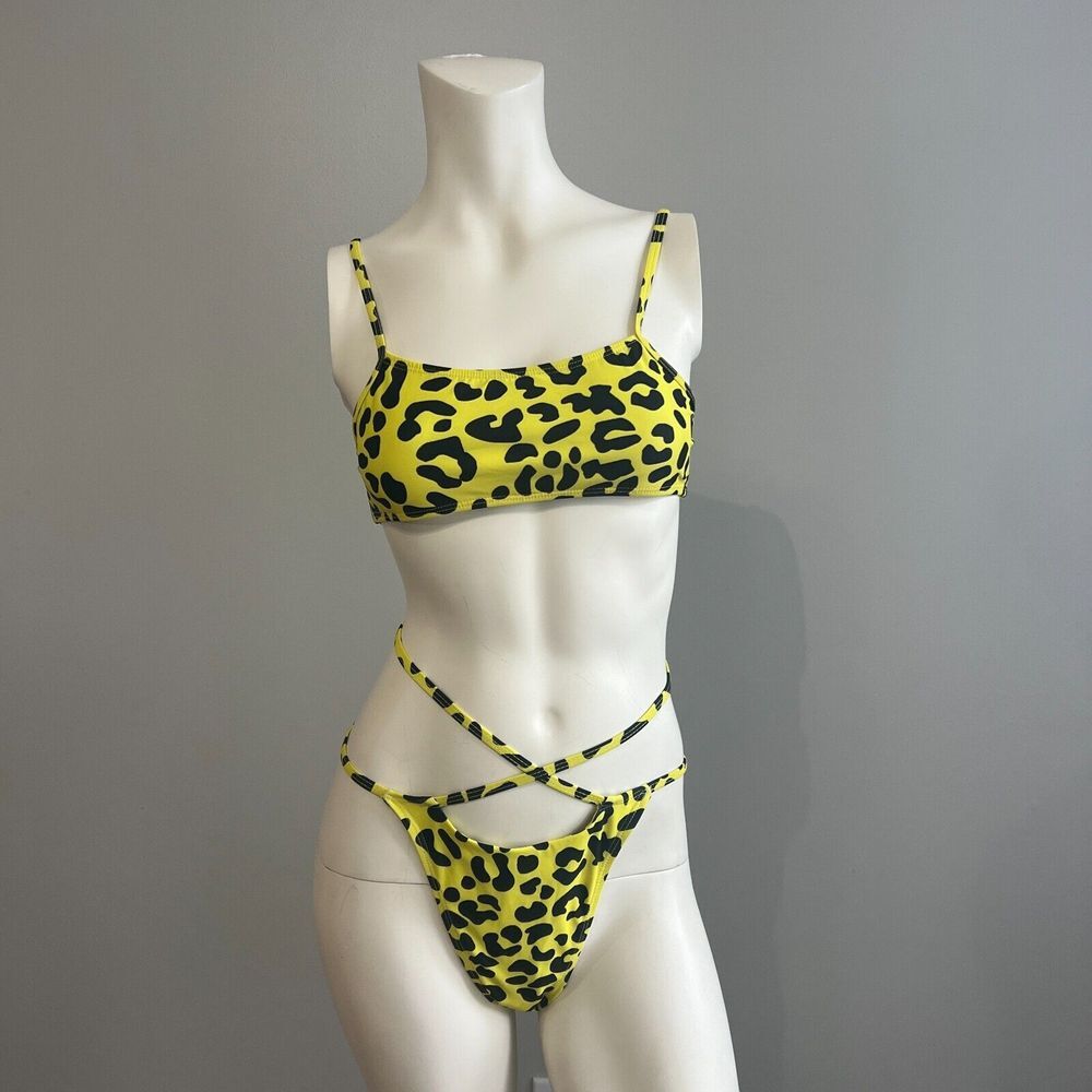 Swimwear Women's Bikini Medium Yellow Animal Print Piece Summer Swimsuit